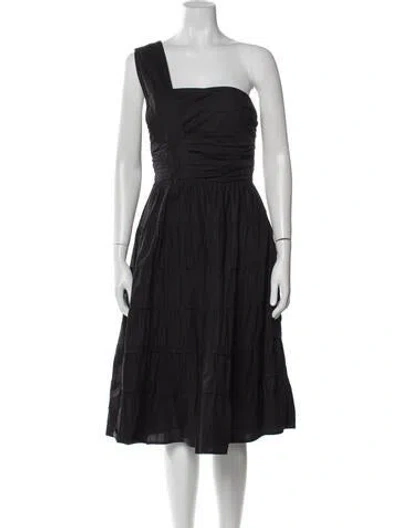 Pre-owned Ulla Johnson One-shoulder Midi Length Dress In Black
