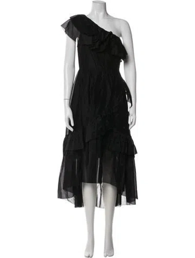 Pre-owned Ulla Johnson One-shoulder Midi Length Dress In Black