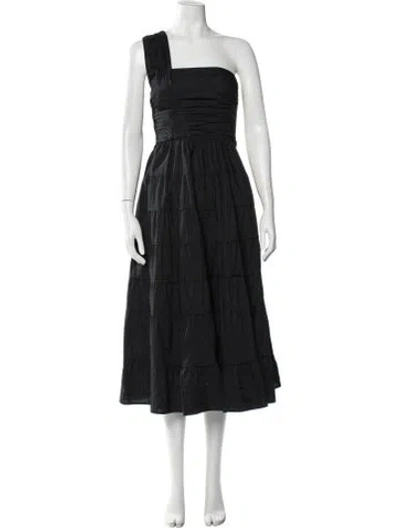 Pre-owned Ulla Johnson One-shoulder Midi Length Dress In Black