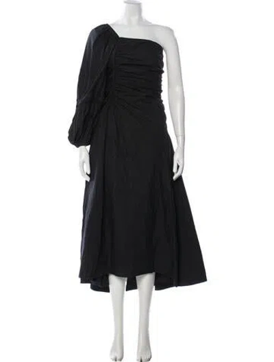 Pre-owned Ulla Johnson One-shoulder Midi Length Dress In Black