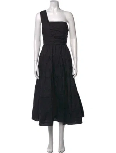 Pre-owned Ulla Johnson One-shoulder Midi Length Dress In Black