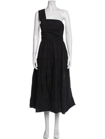 Pre-owned Ulla Johnson One-shoulder Midi Length Dress In Black