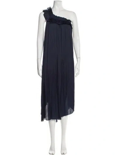 Pre-owned Ulla Johnson One-shoulder Midi Length Dress In Blue