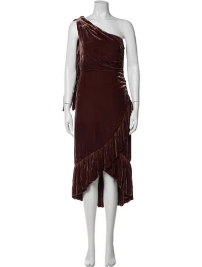 Pre-owned Ulla Johnson One-shoulder Midi Length Dress In Brown