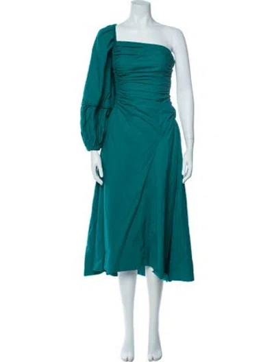 Pre-owned Ulla Johnson One-shoulder Midi Length Dress In Green