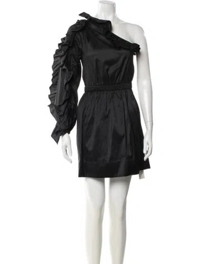 Pre-owned Ulla Johnson One-shoulder Mini Dress In Black