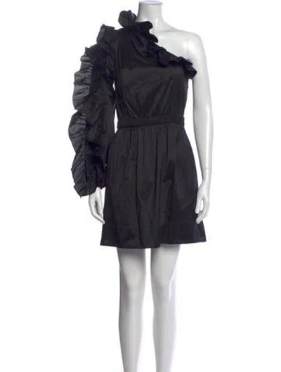 Pre-owned Ulla Johnson One-shoulder Mini Dress In Black