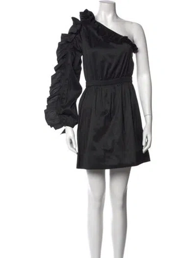 Pre-owned Ulla Johnson One-shoulder Mini Dress In Black