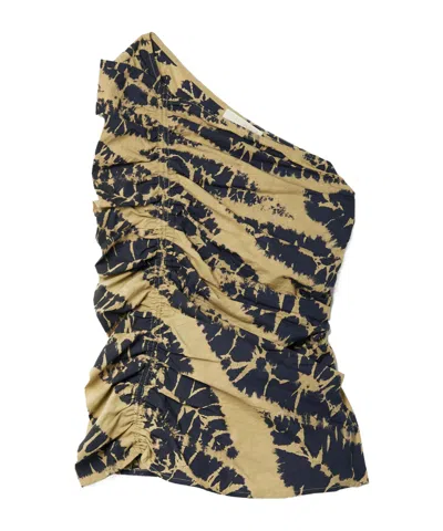 Ulla Johnson One-shoulder Pleated Top In Blue