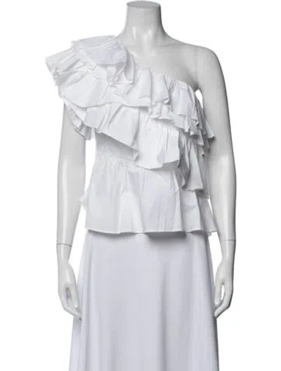 Pre-owned Ulla Johnson One-shoulder Sleeveless Blouse In White
