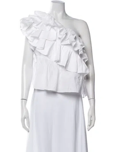 Pre-owned Ulla Johnson One-shoulder Sleeveless Blouse In White