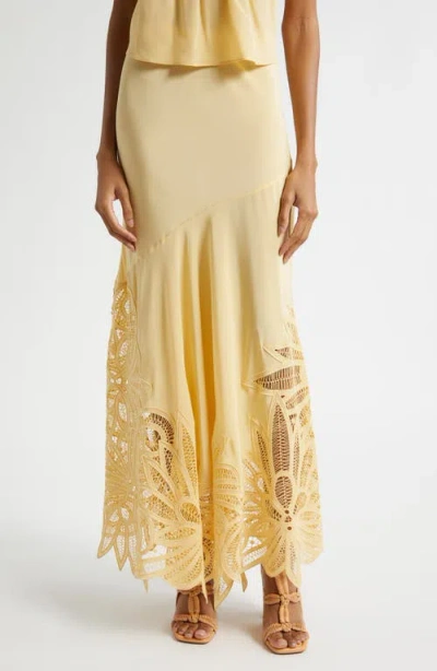 Ulla Johnson Oona Embroidered Silk Maxi Skirt In Yellow