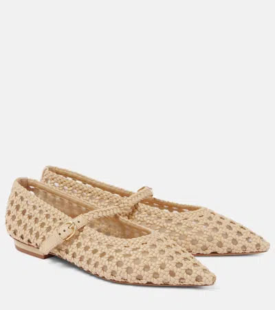 Ulla Johnson Open-knit Mary Jane Flats In Natural