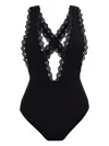 Ulla Johnson Ophelia Embroidered One-piece Swimuit In Black