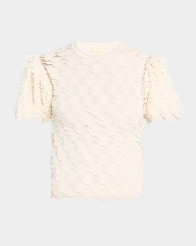 Ulla Johnson Ophelia Scalloped Ruffle Top In Pristine