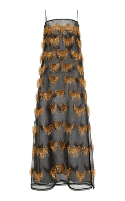 Ulla Johnson Orianne Embellished Organza Maxi Dress In Black