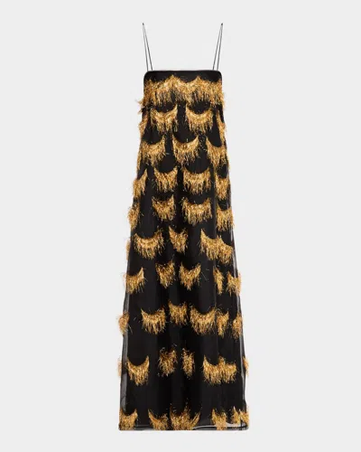 Ulla Johnson Orianne Metallic Fringe Dress In Celeste