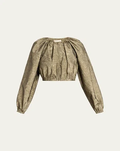 Ulla Johnson Orielle Metallic Taffeta Bomber Jacket In Gold