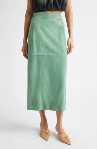 Ulla Johnson Orion Suede Pencil Skirt In Green