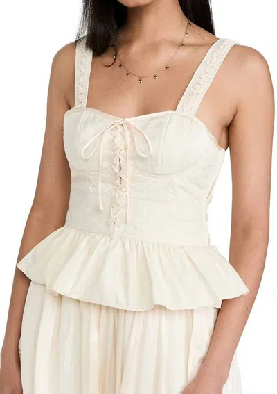Ulla Johnson Orla Corset Sweetheart Neckline Ruffled Hem Sleeveless Top In Beige In Neutral
