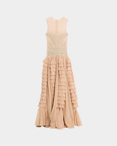 Ulla Johnson Orla Crochet Tulle Dress In Brown
