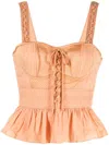 Ulla Johnson Orla Lace-up Corset Top In Pink
