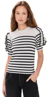 Ulla Johnson Ottilie Striped Top In Noir Stripe In Noir Stripe
