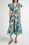 Ulla Johnson Ottilie Puff Sleeve Cotton Maxi Dress In Delphinium