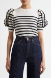 Ulla Johnson Ottilie Striped Top In Noir Stripe In Noir Stripe
