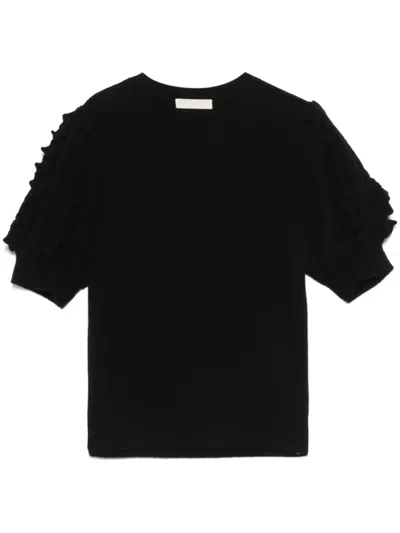 Ulla Johnson Ottilie Ruffled Cashmere Top In Black