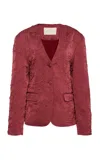 Ulla Johnson Otto Crinkled Blazer In Pink