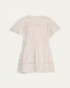 Ulla Johnson Oumi Crochet And Chiffon-trimmed Poplin Mini Dress In Cowrie