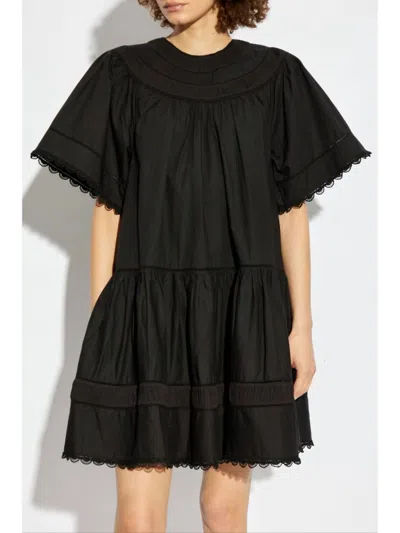 Ulla Johnson Scalloped Cotton Minidress In Black