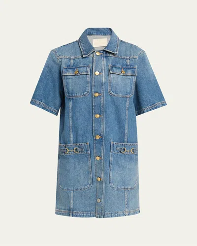 Ulla Johnson Painters Denim Mini Shirtdress In Blue