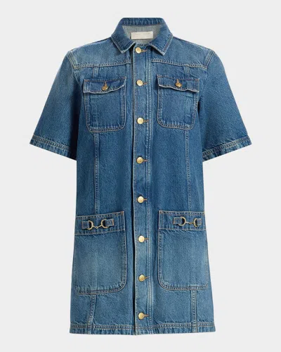 Ulla Johnson Painters Denim Mini Shirtdress In Blue