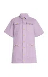 Ulla Johnson Painters Pocket-detailed Cotton Mini Dress In Purple