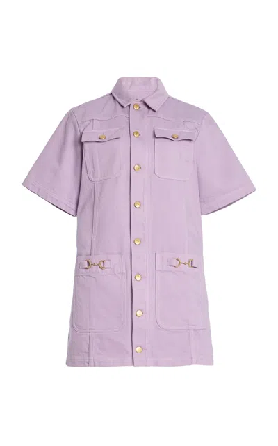 Ulla Johnson Painters Pocket-detailed Cotton Mini Dress In Purple