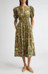 Ulla Johnson Cotton Adriana Midi Dress In Green