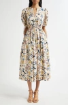 Ulla Johnson Paisley Floral Cotton Midi Dress In Neutral