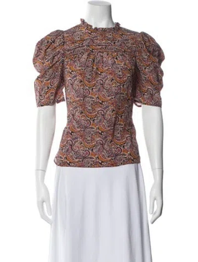 Pre-owned Ulla Johnson Paisley Print Crew Neck Blouse In Multi