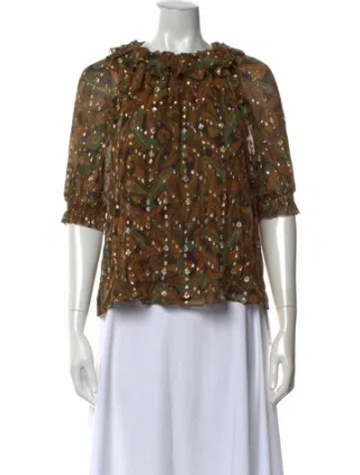 Pre-owned Ulla Johnson Paisley Print Crew Neck Blouse In Multicolor