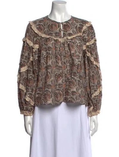 Pre-owned Ulla Johnson Paisley Print Crew Neck Blouse In Neutral