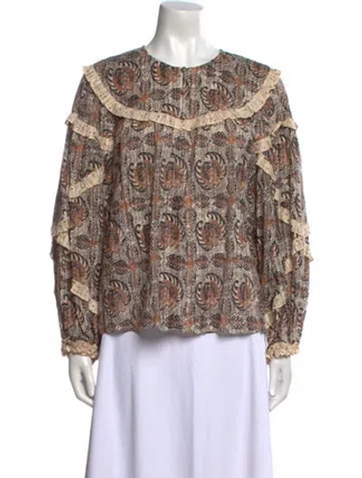 Pre-owned Ulla Johnson Paisley Print Crew Neck Blouse In Neutral