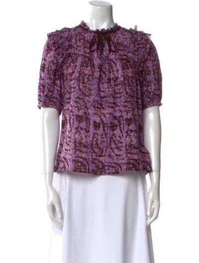 Pre-owned Ulla Johnson Paisley Print Crew Neck Blouse In Purple