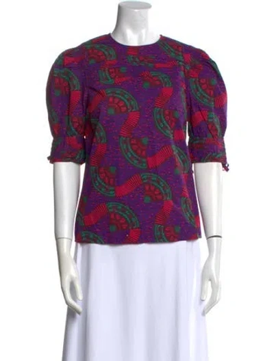 Pre-owned Ulla Johnson Paisley Print Crew Neck T-shirt In Purple