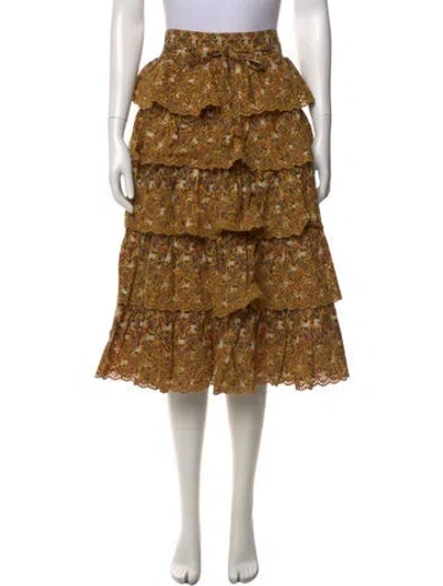 Pre-owned Ulla Johnson Paisley Print Knee-length Skirt In Yellow