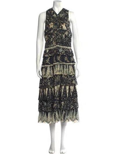 Pre-owned Ulla Johnson Paisley Print Long Dress In Black