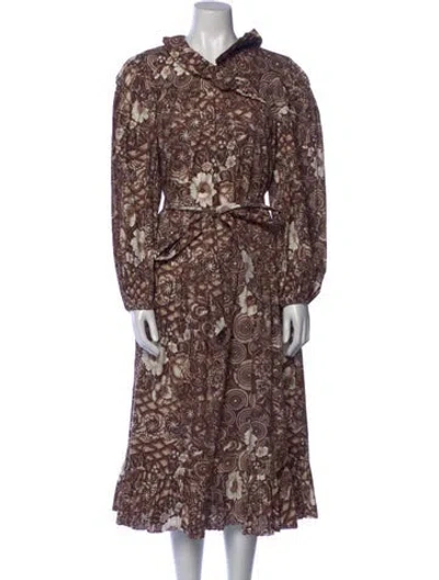 Pre-owned Ulla Johnson Paisley Print Long Dress In Brown