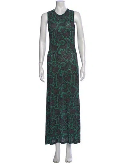 Pre-owned Ulla Johnson Paisley Print Long Dress In Green