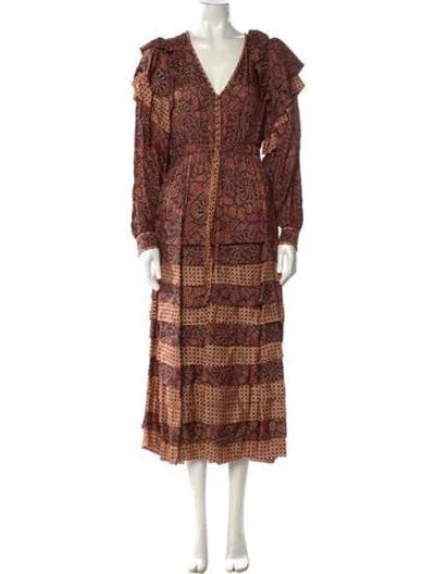 Pre-owned Ulla Johnson Paisley Print Long Dress In Neutral